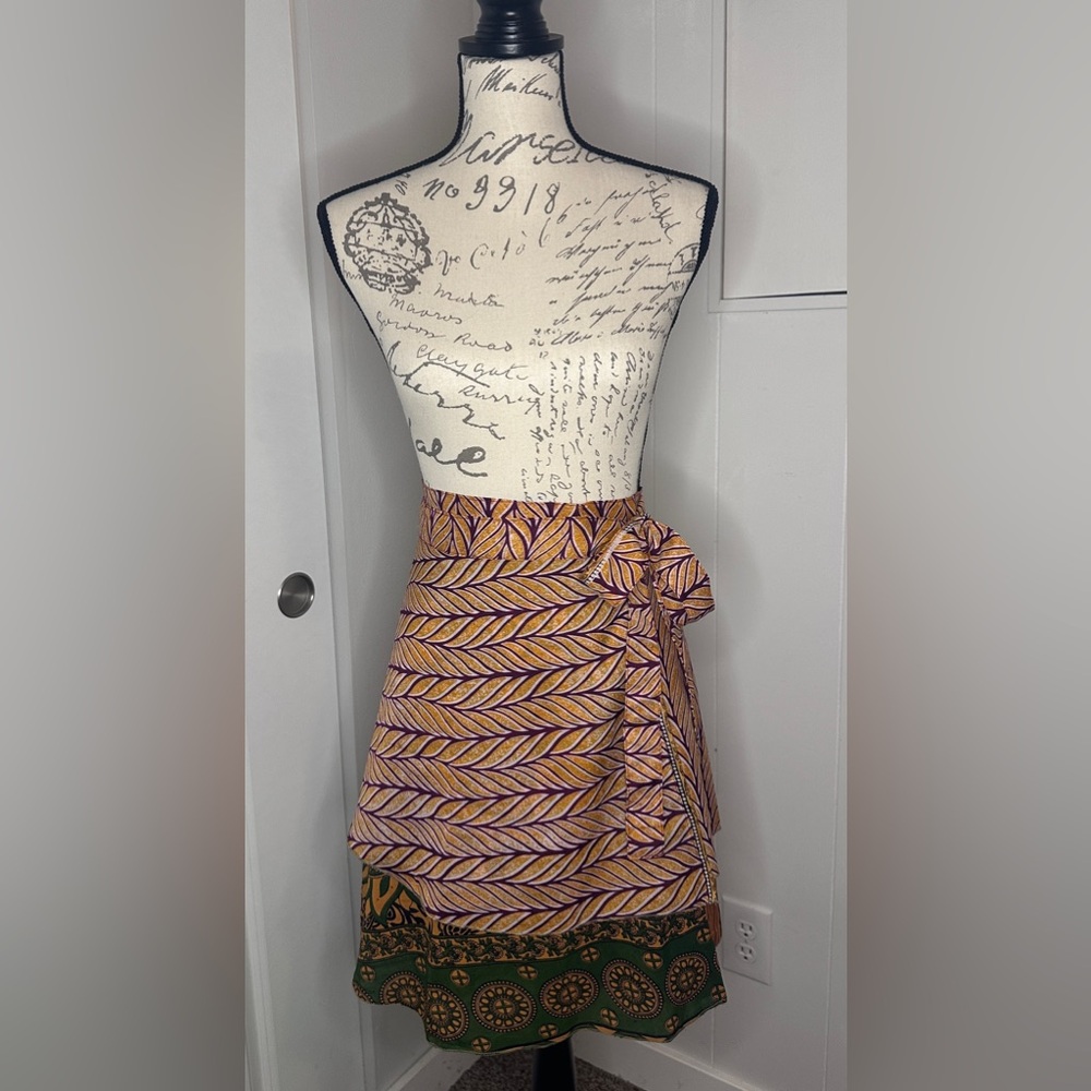 EARTHBOUND Purple and Gold A-Line Wrap Skirt - Picture 2 of 5